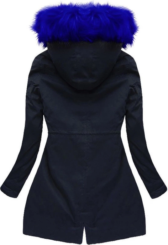 BAWEŁNIANA PARKA Z PODPINKĄ GRANATOWO-CHABROWA (7596)