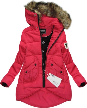 PIKOWANA KURTKA Z KAPTUREM CZERWONA (W803)