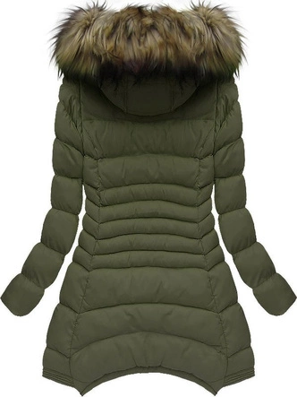 PIKOWANA KURTKA BEZRĘKAWNIK Z KAPTUREM KHAKI (W822)