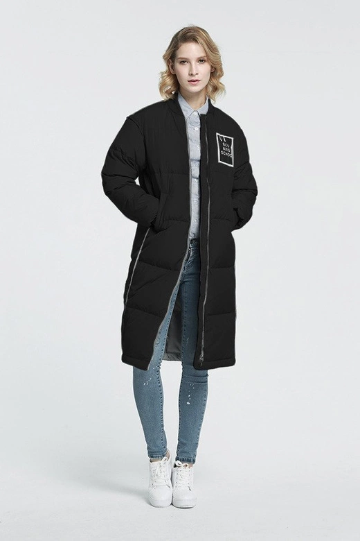 PŁASZCZ ZIMOWY Z PUCHEM NATURALNYM CZARNY (8068)