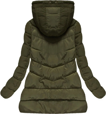 PIKOWANA KURTKA Z KAPTUREM KHAKI (XW589X)