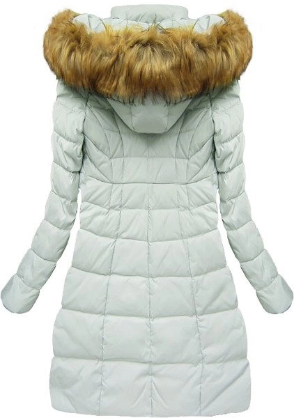 KURTKA Z PUCHEM NATURALNYM SZAROMIĘTOWA (8064)