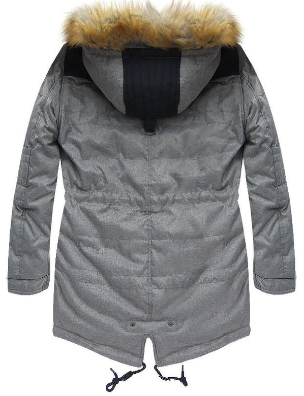 GRUBA KURTKA ZIMOWA Z KAPTUREM SZARA (702AL)