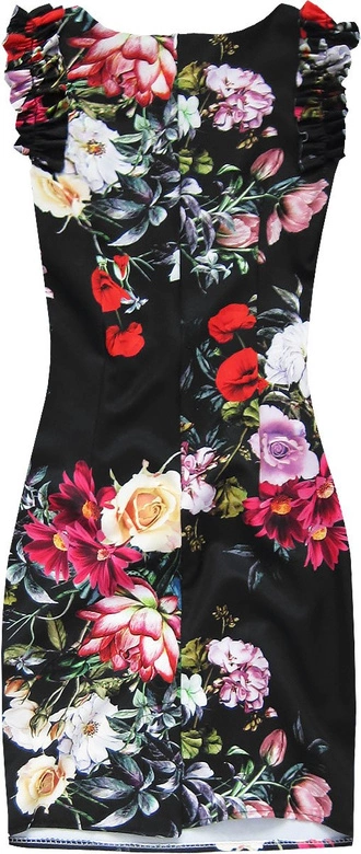 OŁÓWKOWA SUKIENKA W KWIATY CZARNA (ART50)