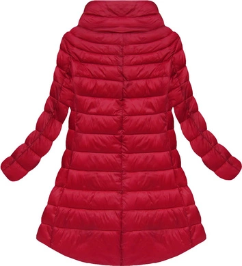 BŁYSZCZĄCA PIKOWANA KURTKA CZERWONA (7128BIG)