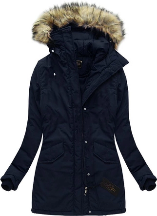 KURTKA ZIMOWA Z KAPTUREM GRANATOWA (7631BIG)