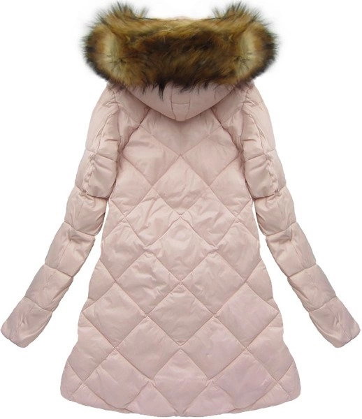 PIKOWANA KURTKA Z PUCHEM NATURALNYM RÓŻOWA (8070)