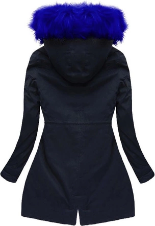 BAWEŁNIANA PARKA Z PODPINKĄ GRANATOWO-CHABROWA (7596)