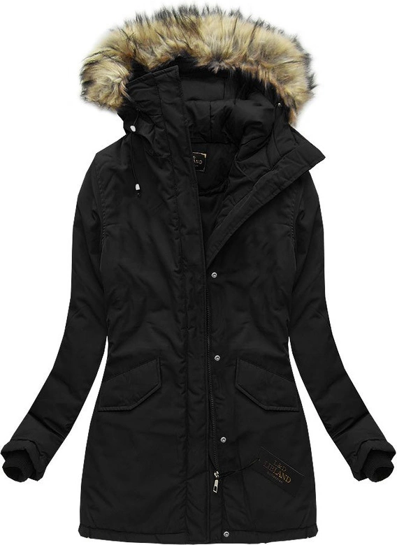 KURTKA ZIMOWA Z KAPTUREM CZARNA (7631BIG)