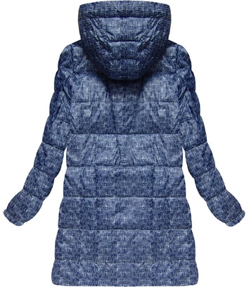 PIKOWANA KURTKA Z KAPTUREM GRANATOWO-BIAŁA (1712)