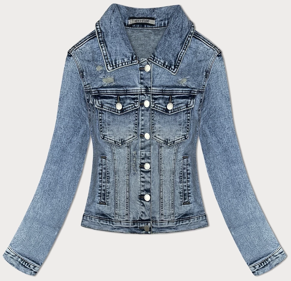 Klasyczna kurtka damska jeans niebieska (W025-B)