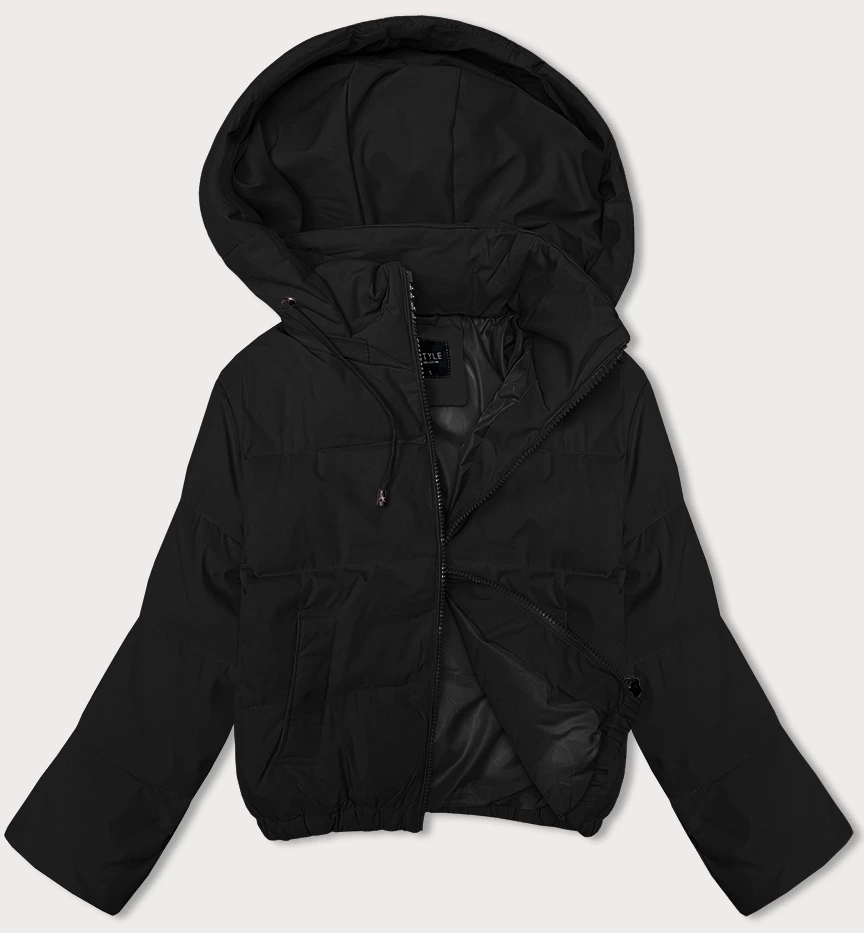 Krótka kurtka damska przejściowa z odpinanym kapturem J Style czarna (16M9088-392)