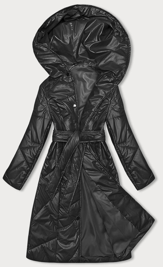 Pikowana kurtka na zatrzaski czarna (B8179-1)