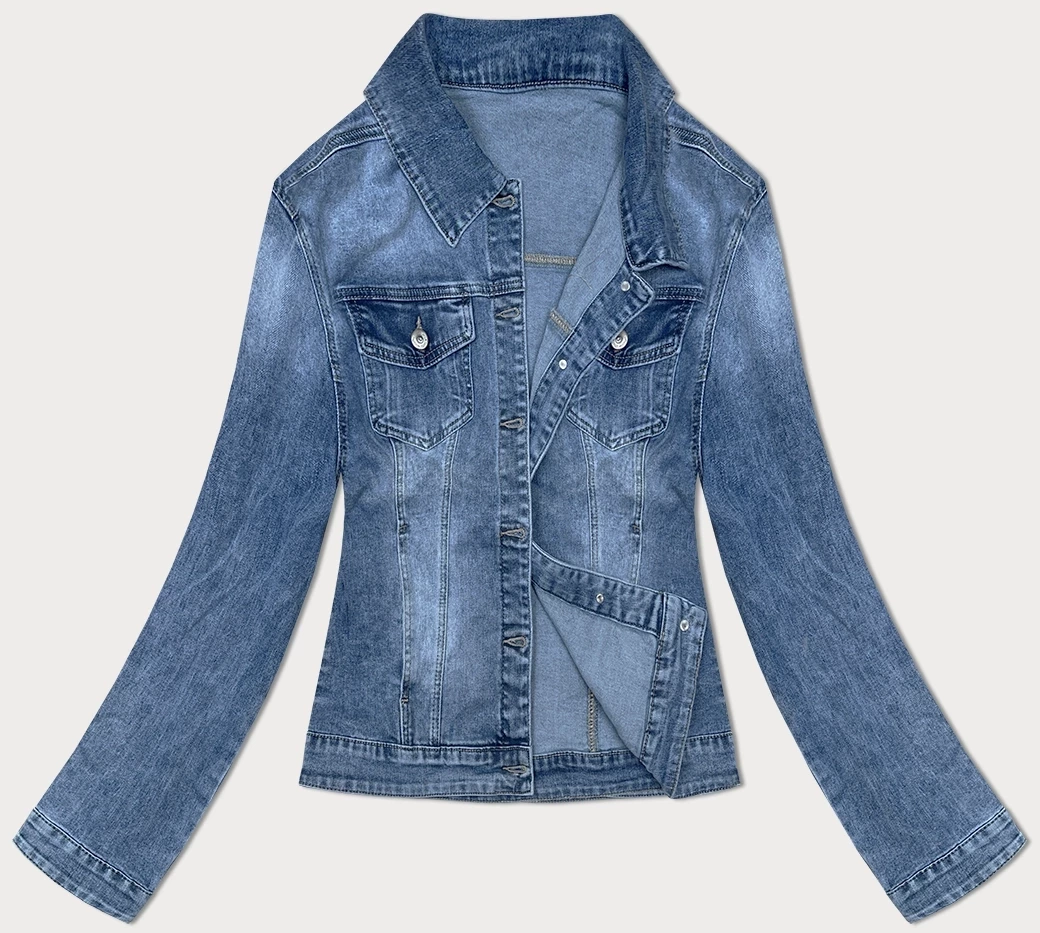 Prosta damska kurtka dżinsowa niebieska (DL2249L)
