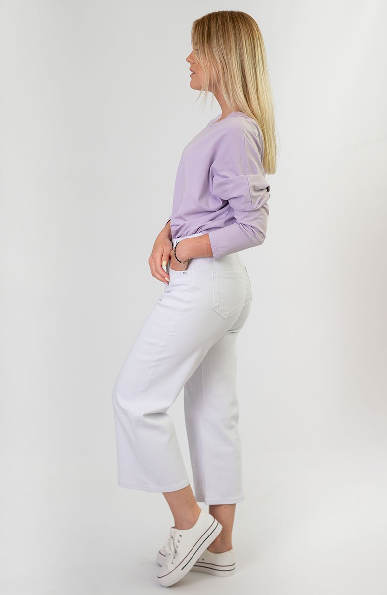 Szerokie spodnie damskie kuloty białe (b102)