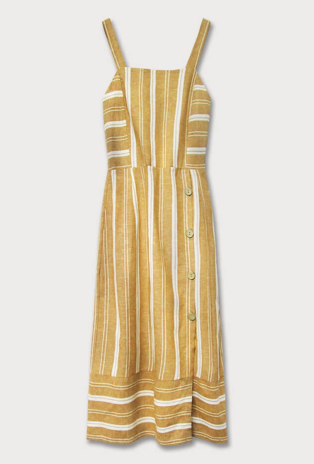 Bawełniana sukienka z guzikami musztardowa (345art)