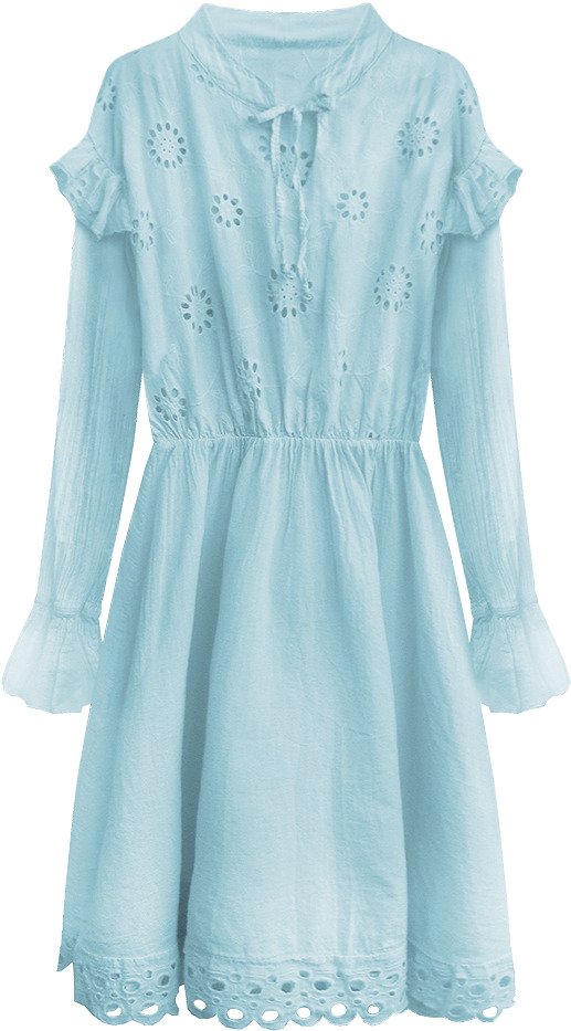 Bawełniana sukienka z haftem błękitna (303art)