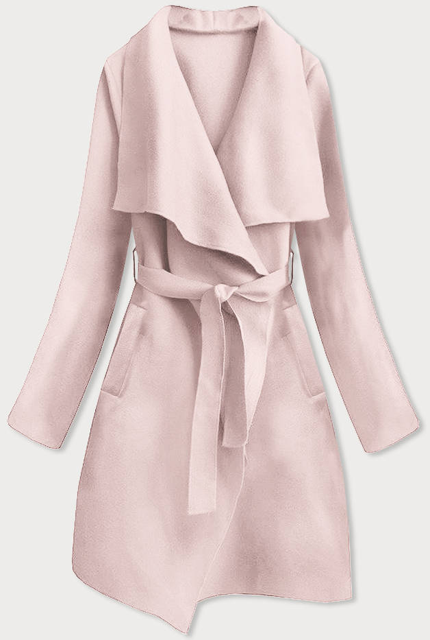 Minimalistyczny płaszcz damski blady róż (747ART)