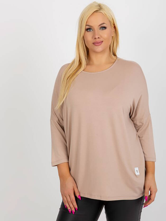 Bawełniana bluzka plus size beżowa (3770)