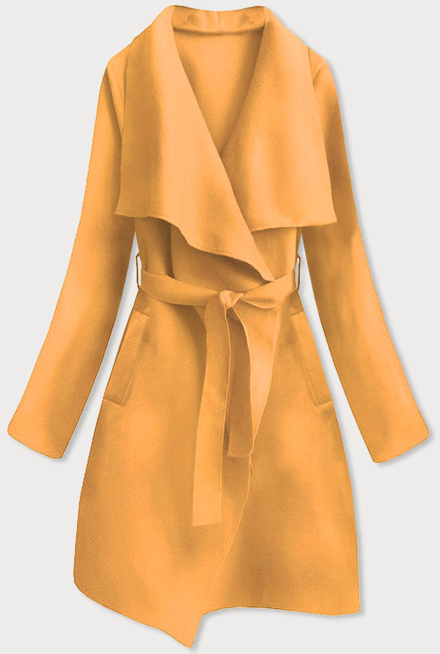 Minimalistyczny płaszcz damski żółty (747art)