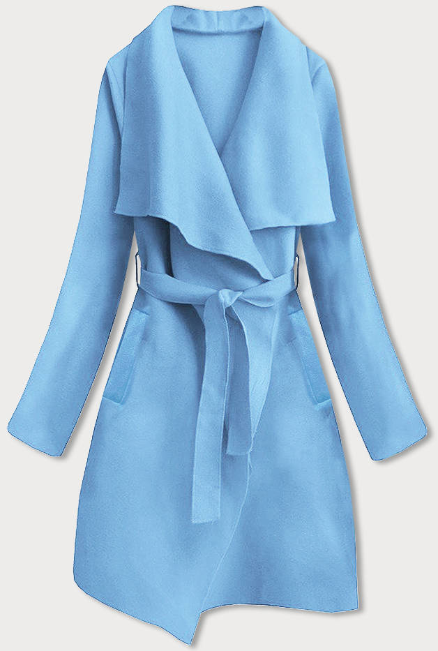 Minimalistyczny płaszcz damski błękitny (747ART)