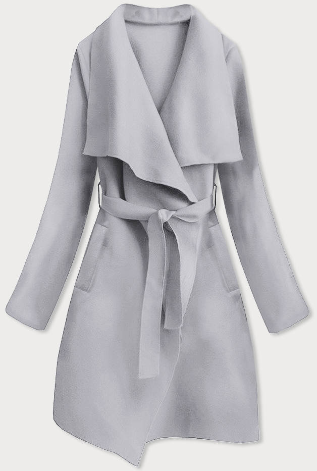 Minimalistyczny płaszcz damski jasnoszary (747ART)