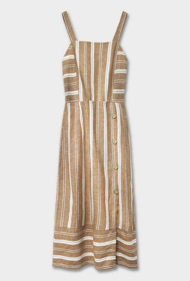 Bawełniana sukienka z guzikami brązowa (345art)