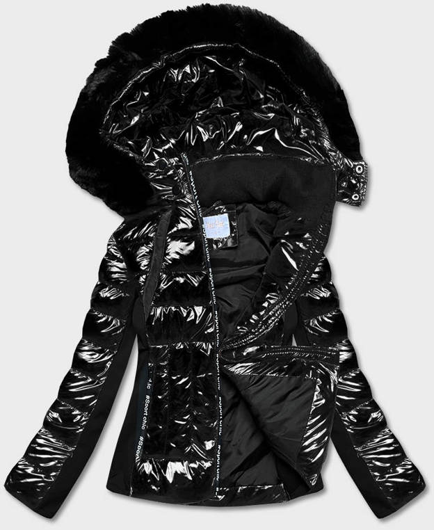 Przejściowa krótka kurtka z połyskiem czarna (DK100-1)