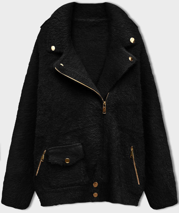 Krótka wełniana kurtka alpaka czarna (553)