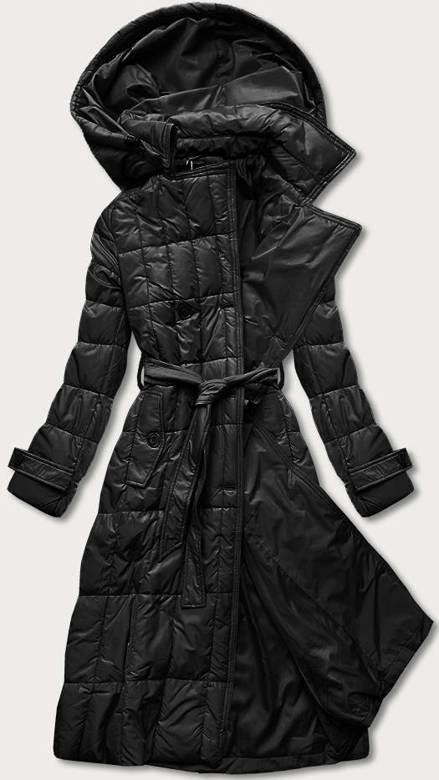 Klasyczny płaszcz pikowany damski czarna (ag2-j83)