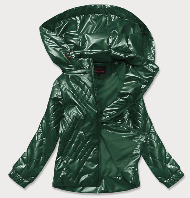 Błyszcząca kurtka damska zielona (2021-02big)
