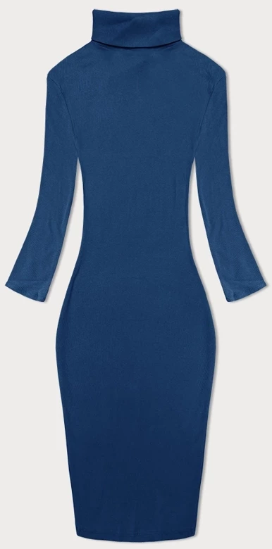  Dopasowana sukienka w prążki z golfem Rue Paris ciemna niebieska (5133)