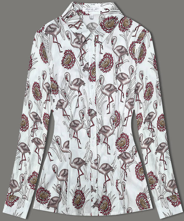 Koszula z długim rękawem flamingi ecru (AWY0168)