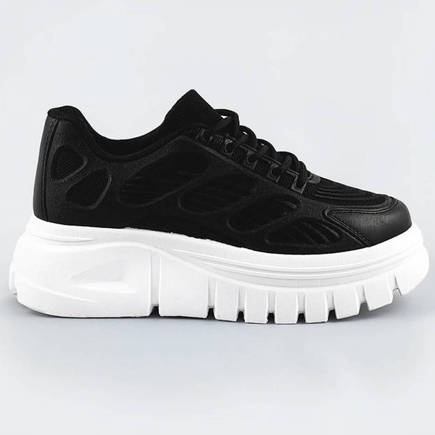 Sportowe buty damskie na platformie czarne (s222)