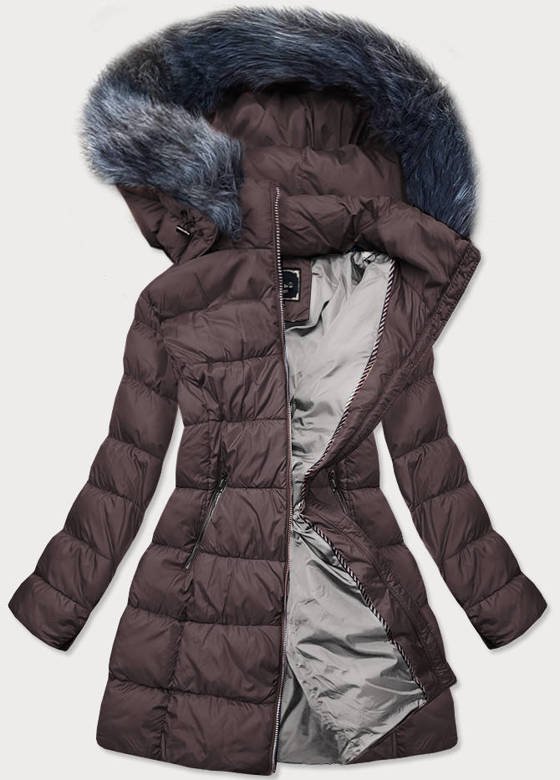 Damska zimowa pikowana kurtka oberżynowa (7701)