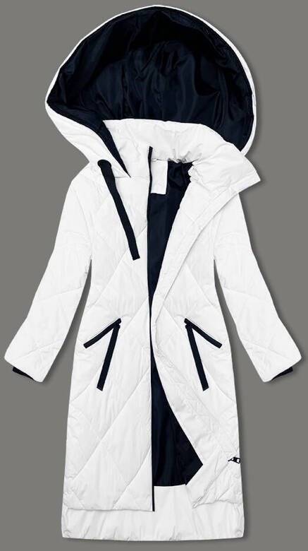 Zimowa długa kurtka damska biała (5M3168-281)