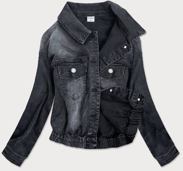 Krótka kurtka damska jeansowa czarna (5817-k)