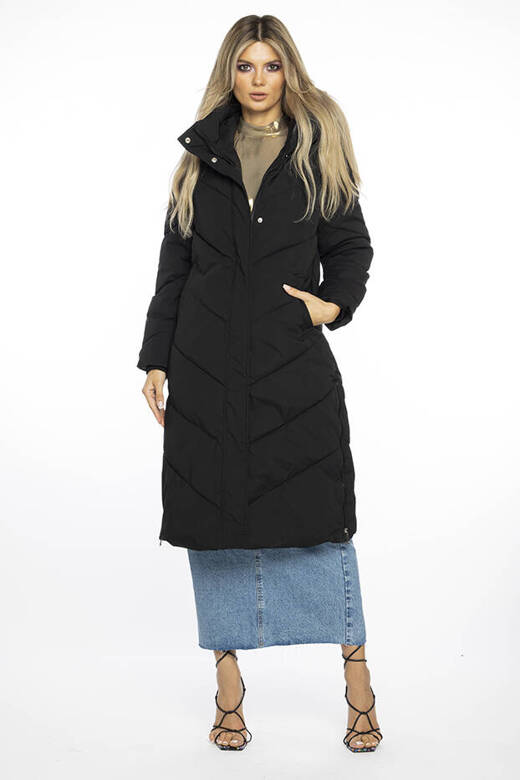 Prosta damska kurtka zimowa z kapturem Ann Gissy czarna (AG1-3030)