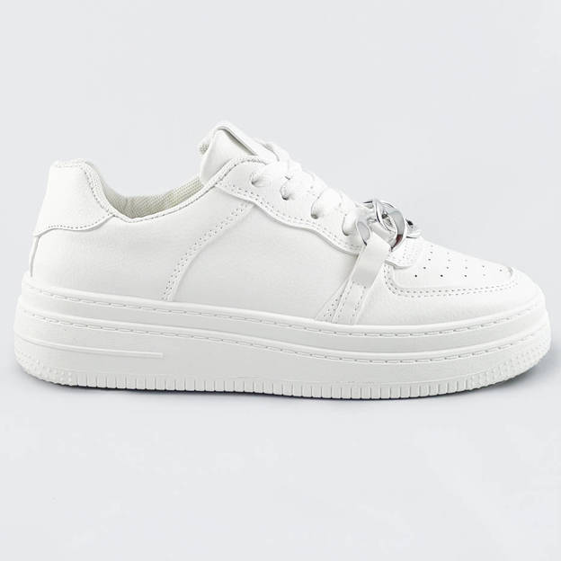 Sportowe buty z łańcuchem damskie białe (b-545)
