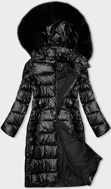 Długa pikowana kurtka zimowa J Style czarna (16M9127-392)