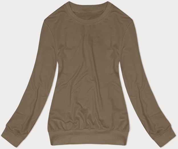 Cienka bluza dresowa damska ze ściągaczami ciemny beż (68W05-91)