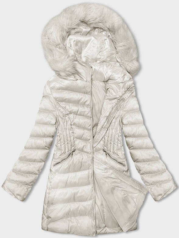 Pikowana przejściowa kurtka damska ecru (5M3162-254)