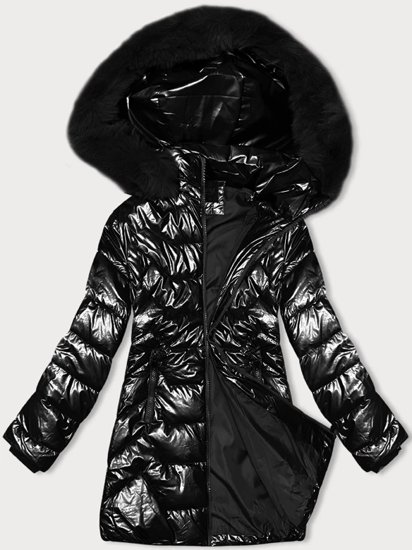 Taliowana kurtka zimowa z kapturem J Style czarna (16M9122-392)