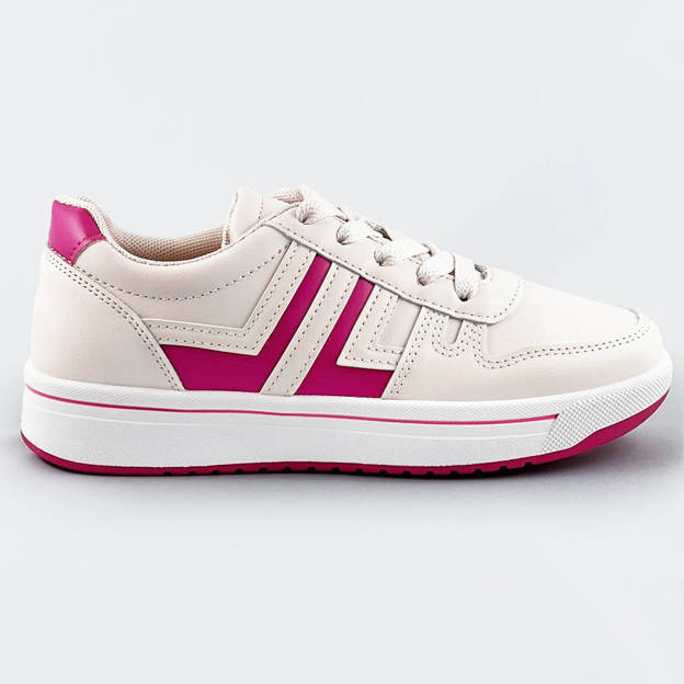 Sportowe buty damskie ecru-róż (ad-587)