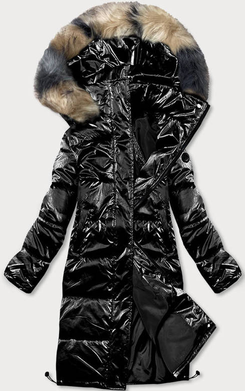 Błyszcząca kurtka zimowa damska czarna (m1590-1ams)