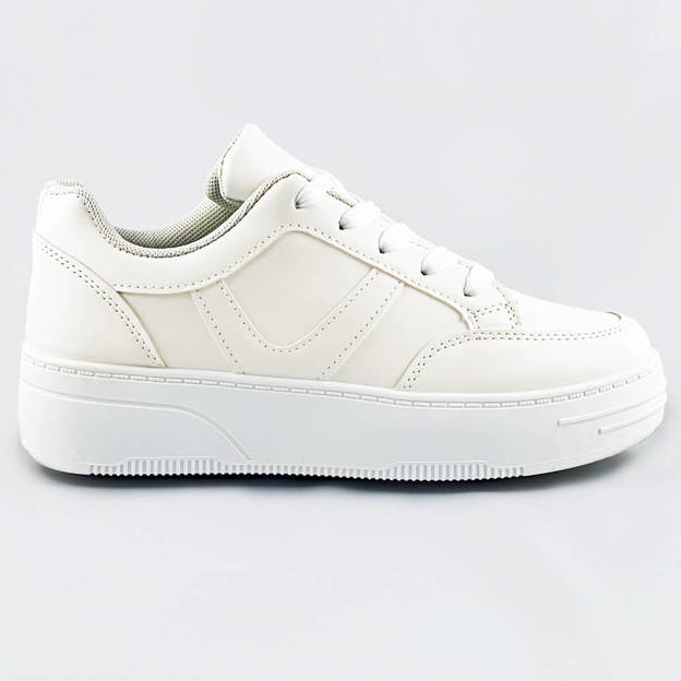 Sznurowane buty sportowe damskie białe (s070)