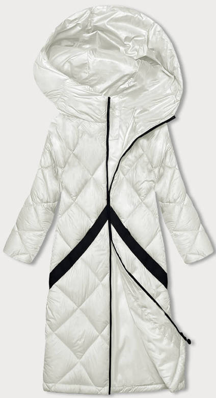 Pikowana kurtka damska zimowa ecru (H-896-11)