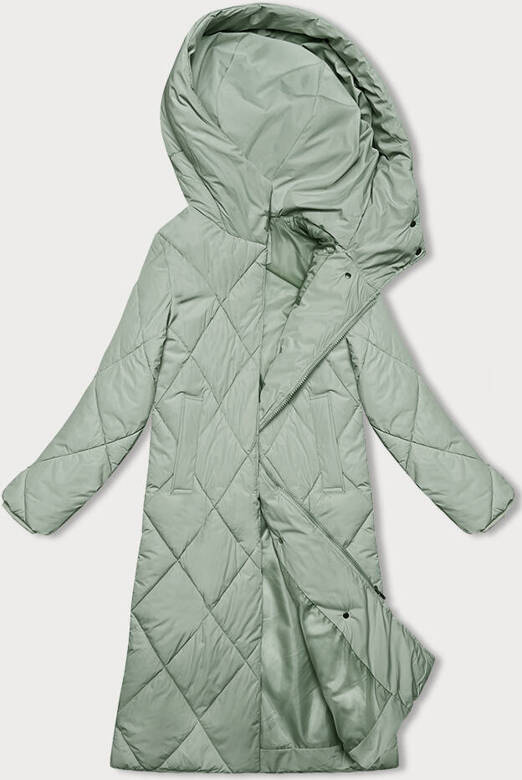 Długa kurtka zimowa z kapturem J.Style pistacjowa (5M3173-236)
