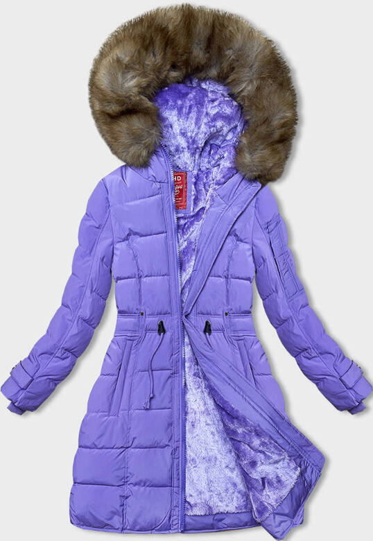 Zimowa kurtka damska z futrzaną podszewką lilac (LHD-23063)