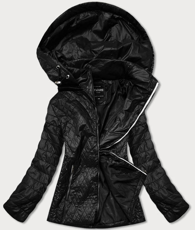 Pikowana kurtka damska czarna (rqw-7009)